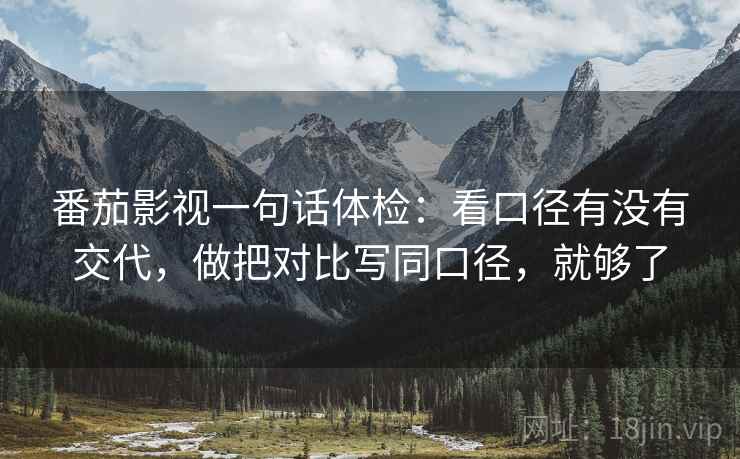 番茄影视一句话体检：看口径有没有交代，做把对比写同口径，就够了