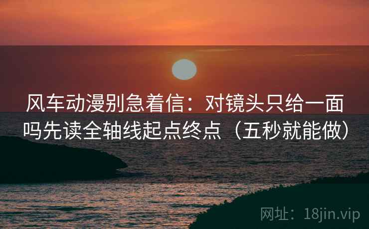 风车动漫别急着信:对镜头只给一面吗先读全轴线起点终点(五秒就能做) 风车动漫别急着信:对镜头只给一面吗先读全轴线起点终点(五秒就能做)